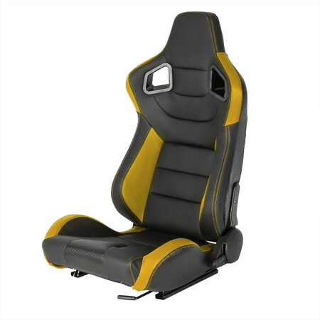 Spec-D Tuning Racing Seat - Black With Yellow Pvc - Left Side RS-2859L